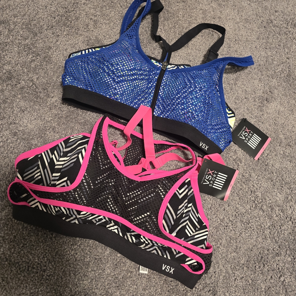 VSX Blue and Pink Patterned Sports Bras